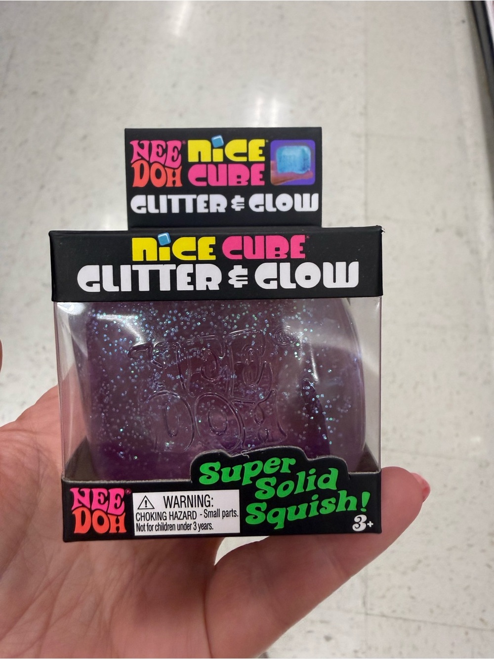 NeeDoh Nice Cube Glitter & Glow Purple Super Solid Squish